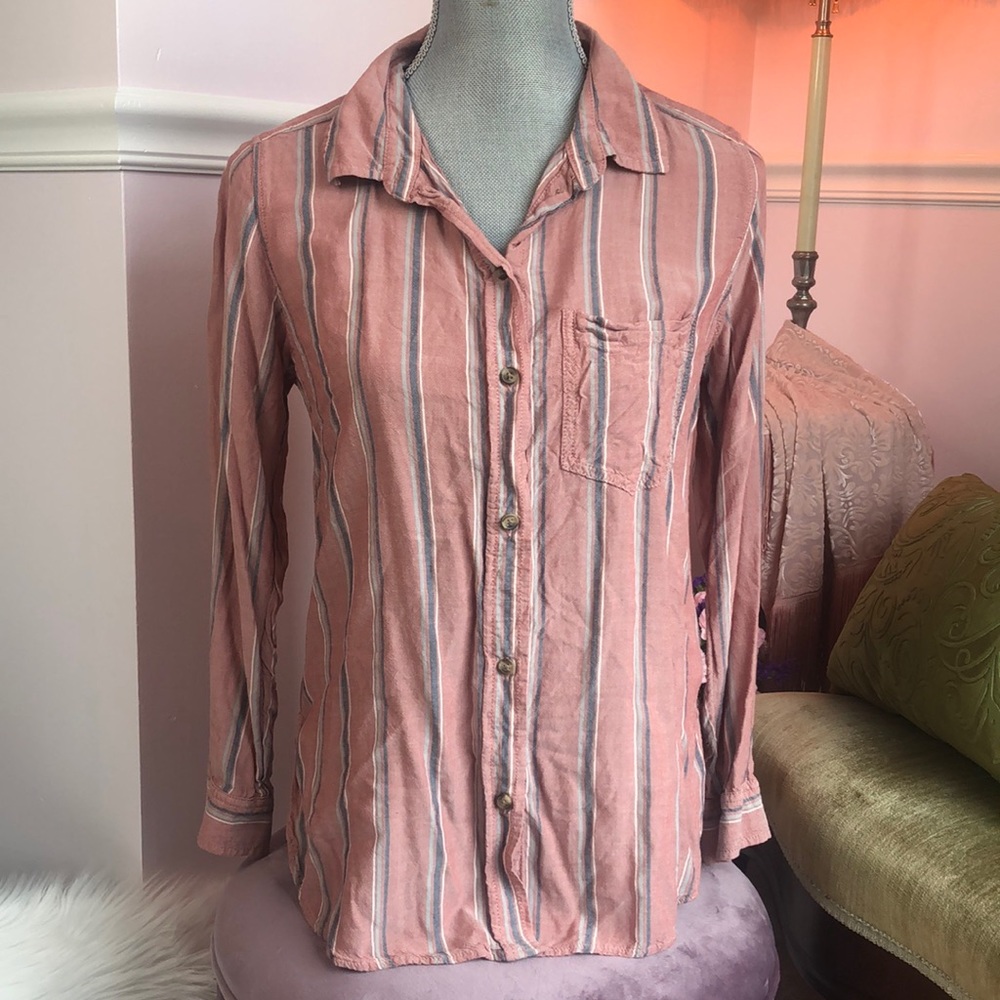 AEO slinky soft striped flannel XS, oversized fit